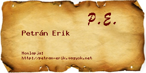 Petrán Erik névjegykártya